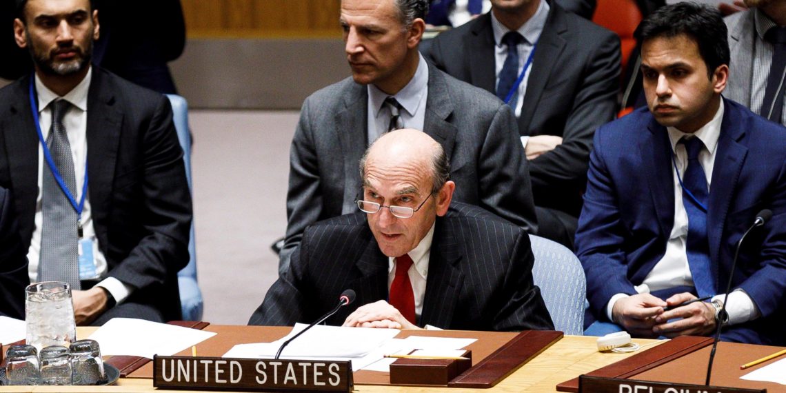 El enviado especial de Estados Unidos para Venezuela ante la ONU, Elliott Abrams. EFE/ Justin Lane